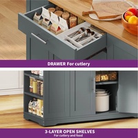 Chariot à chariot d'îlot de cuisine en bois massif MDF personnalisé îlot de cuisine mobile gris