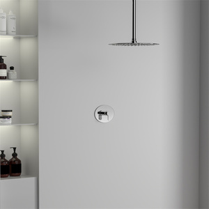 Tondo moderno In-parete Set di spruzzatore doccia nascosta Set bagno acciaio inossidabile specchio ottone Color argento - Product Image 3