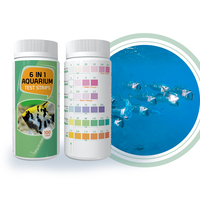 Kit uji akuarium 6-in-1 Parameter Multi-Parameter strip Monitor PH, klorin, kekerasan untuk tangki ikan, akuarium karang dan karang