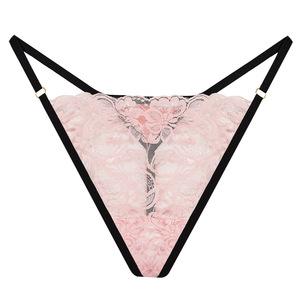 Tanga de Encaje Floral Transparente para Mujer, con Tirantes Finos, Cintura Baja, Ropa Interior Sexy y Transpirable - Product Image 1