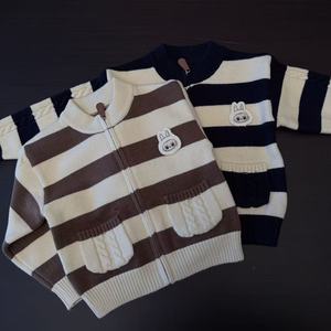 Vêtements pour enfants bébé manteau automne hiver enfants vêtements rayé fermeture éclair chemise nouveaux garçons pull décontracté <span class=keywords><strong>Cardigan</strong></span> hauts - Product Image 1