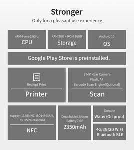 6.2 ''el mobil 2 + 16 Pos terminali kasiyer bilet denetleyicisi 8 milyon kamera tarama 1D 2D barkod NFC desteği yok - Product Image 2