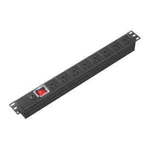 PDU de type américain 1U 19 pouces 8way avec protection contre les surcharges et disjoncteur sans câble