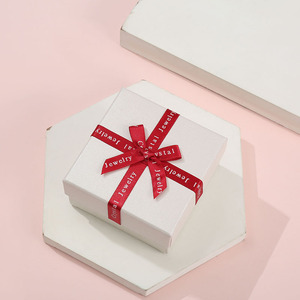 High Quality Square Pendant Bracelet Jewelry Paper Packaging <b>Box</b> Bow Sky Cover <b>Gift</b> <b>Box</b> With Bow Ribbon - Product Image 6