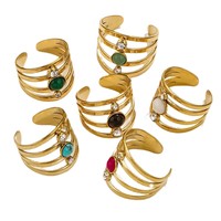 Bagues réglables de style bohème rétro Gaovo, plaquées or 18 carats haut de gamme, résistantes au ternissement, en acier inoxydable pour femmes