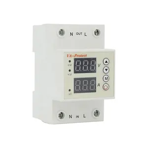 63A 80A 230V Din rail adjustable over voltage and under voltage protective device protector relay with over current protection