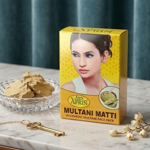 Masque facial en poudre Afrin Multani Matti pour une peau éclatante, argile naturelle Fullers Earth, nettoyant facial pour hommes et femmes, 100g - Product Image 3