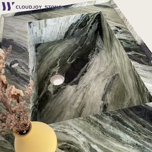 Lavandini <span class=keywords><strong>bagno</strong></span> in marmo verde moderno con rubinetto a foro singolo attacco scolapiatti lucidato per ville alberghi appartamenti - Product Image 6