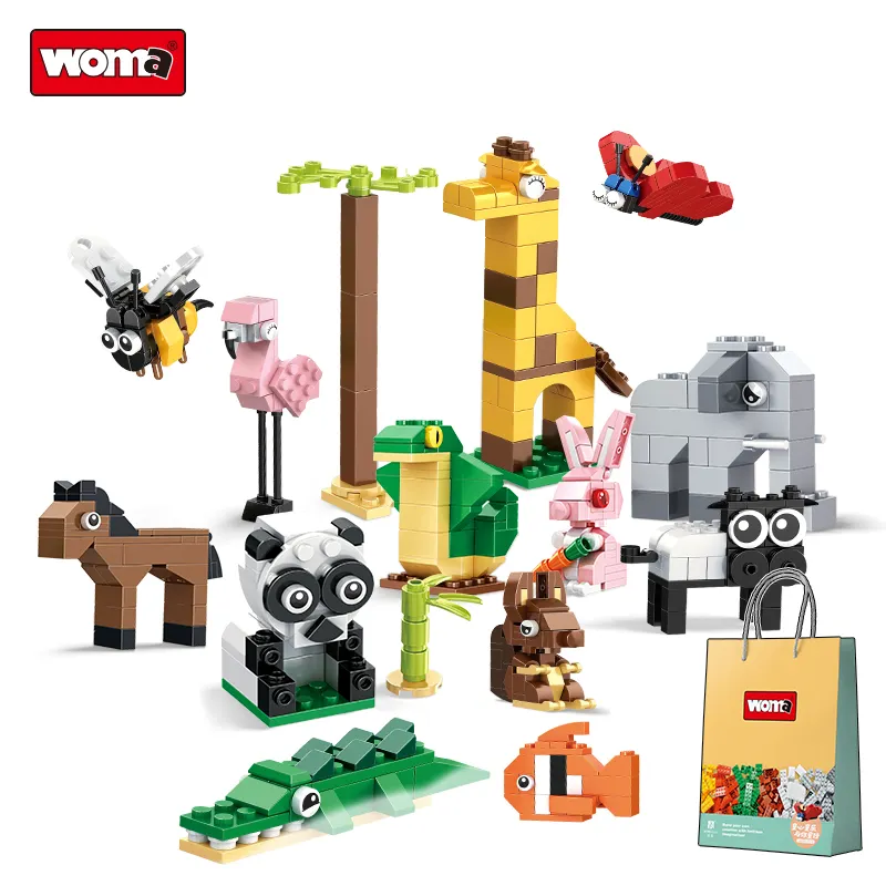 WOMA TOYS Amazon Hottest Sale Kids Assembling Building Block Little Brick Construction Toy Preschool Zoo Animal World Forest