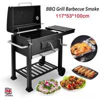 Bambou EN1860 — Barbecue en charbon de bois craquela, carré de grande taille, BBQ Somker robuste pour l'extérieur