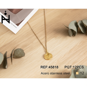 Collana Angelina in acciaio inossidabile con ciondolo a forma di lettera F, 1,9 cm, placcata in oro, gioielli unisex alla moda, regalo - Product Image 3