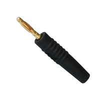 Connecteur mâle banane plaqué or en laiton de 2 mm avec isolateur noir et vis – Prix de gros