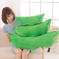 Vente chaude haricot vert en peluche peluche stockage pouf sac pois dosette oreiller bonnet bébés jouets en peluche