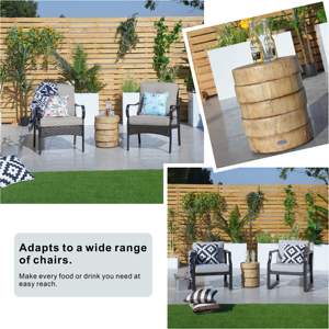 Mesa auxiliar de grano falso con acabado de madera natural DB para uso en interiores y exteriores - Product Image 4