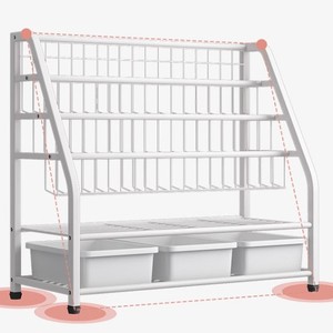 Childrens Bookshelf Metal 33x15x85cm Five Layers Standing Type Storage Organizer For Bedroom Toy Shelf With Bins - Product Image 5