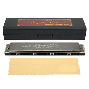 Harmonica professionnelle <span class=keywords><strong>diatonique</strong></span> avec plaque de base en laiton de 1,2 mm, 24 diapasons # 8209 Hole Polyphonic (Clé D noire) - Product Image 3