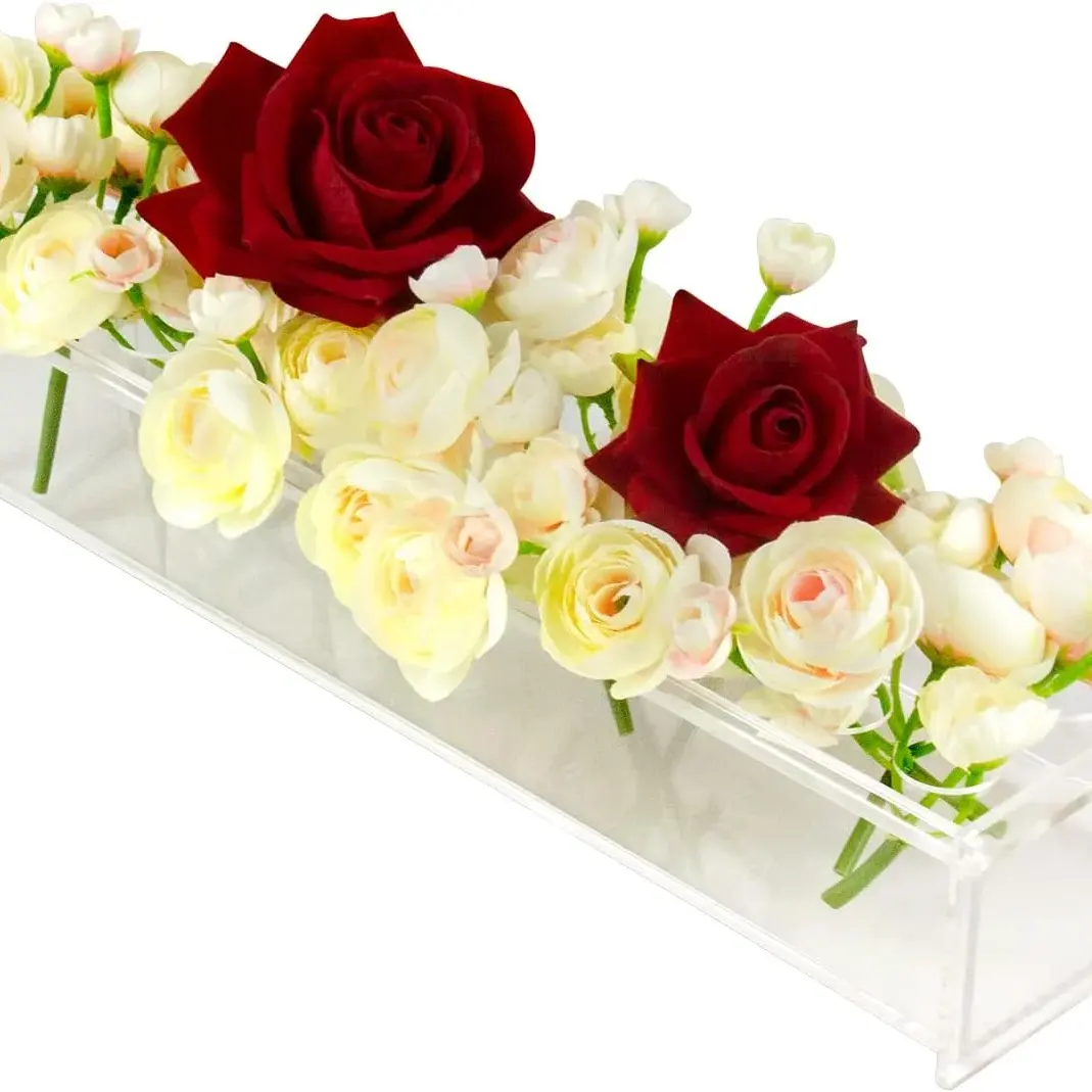 Benutzer definiert für Wohnkultur Hochzeiten Benutzer definierte klare rechteckige Acryl Blumenvase Rose Blumenvasen Blumen Display Box