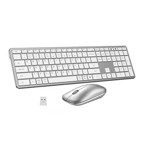 Teclado e mouse sem fio fino e fino de tamanho completo para Mac Office White, combinação de teclado e mouse sem fio de luxo, venda imperdível