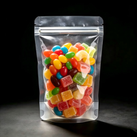 Sachets d'emballage en plastique transparents personnalisés avec fermeture éclair, de qualité alimentaire, pour le stockage de noix, biscuits et bonbons, avec logo personnalisé, vente en gros