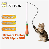 Jouet interactif pour chat en forme de carotte, bâton de stimulation rechargeable avec lumière laser, en ABS, sûr pour l'exercice, longue tige pour le jeu quotidien