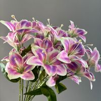 Fleurs artificielles faites à la main en gros, lys à 3 têtes, légères, réalistes, 3D, pour la maison, les mariages, la Saint-Valentin, Noël