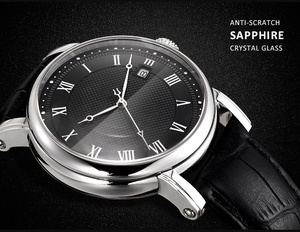 Reloj Mecánico para Hombre, Correa de Cuero Genuino, Resistente al Agua, Fecha Automática, Diseño Simple, Conjunto de Relojes de Zafiro para Pareja - Product Image 6
