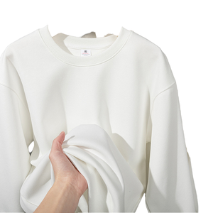 Sweat-shirt unisexe à col rond, couleur unie, tricoté, 100% coton, coupe ample, manches régulières, vêtement décontracté pour l'automne - Product Image 1