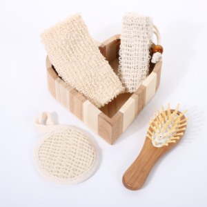 Ensemble de soins corporels pour le lavage et le <span class=keywords><strong>bain</strong></span> : Brosse de nettoyage corporel, éponge loofah, gants de douche, tampons et sac à savon <span class=keywords><strong>moussant</strong></span> - Product Image 3