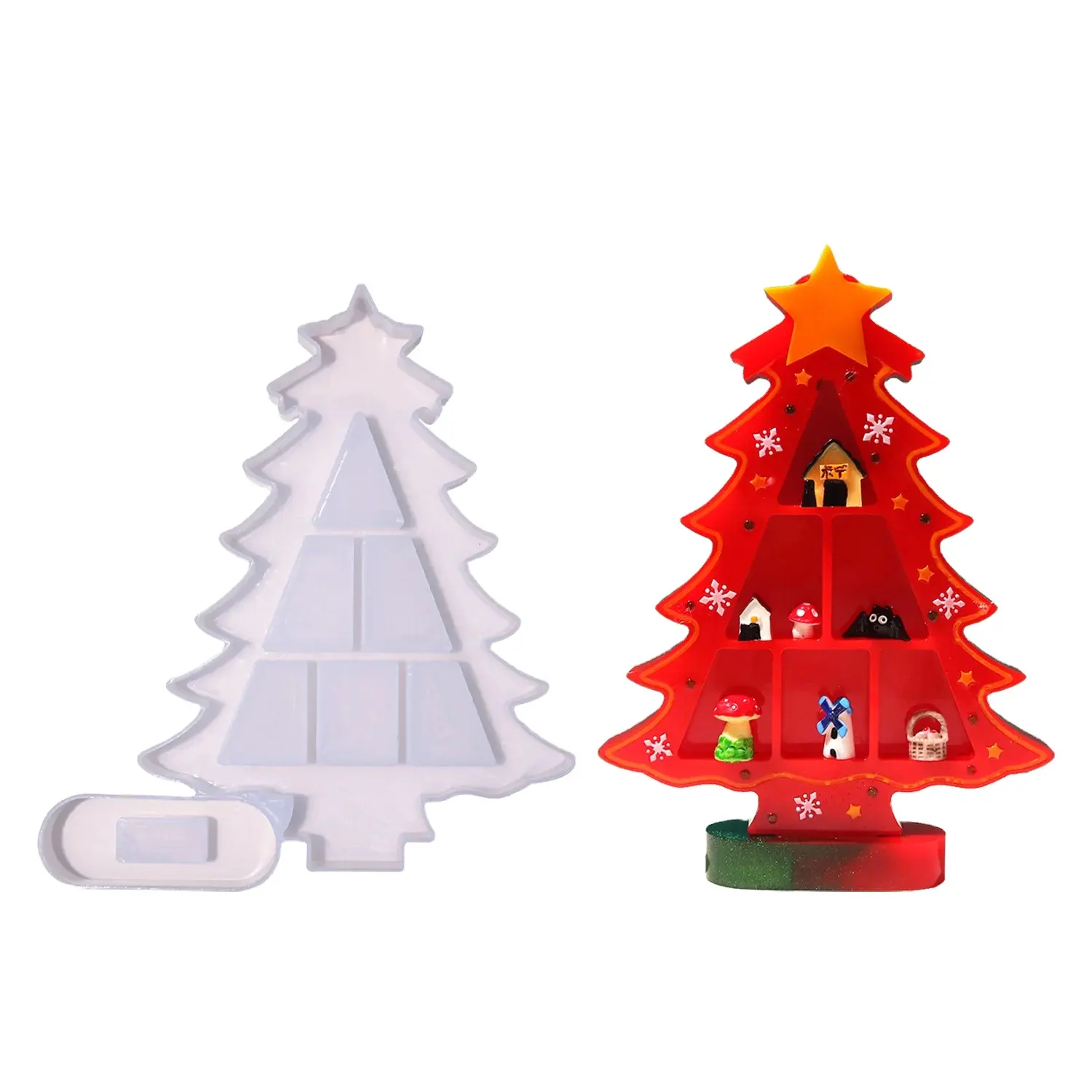 diy glue mold Christmas tree mini window decoration ornaments silica gel mold cross-border exclusive supply