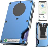 Monedero con Bloqueo RFID, Tarjetero de Aluminio y Cuero con Compartimento para AirTag, Rastreable