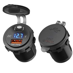 Prises rondes multifonctionnelles avec voltmètre, <span class=keywords><strong>chargeur</strong></span> USB 12V et <span class=keywords><strong>chargeur</strong></span> Type C, <span class=keywords><strong>chargeur</strong></span> USB PD 12V pour <span class=keywords><strong>bateau</strong></span> - Product Image 2