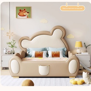Letto per Bambini a Forma di Orso con Scivolo <span class=keywords><strong>e</strong></span> Scala, Letto Imbottito con Contenitore per Camere da Letto di Bambini <span class=keywords><strong>e</strong></span> Bambine - Product Image 2