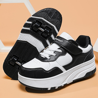 Chaussures à Roulettes Respirantes Unisexe à 4 Roues, Baskets de Skateboard Double Usage, Mode Décontractée, Fitness et Marche pour Garçons et Filles