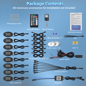 20Pods Metal RGB LED Rock Lights con <span class=keywords><strong>Bluetooth</strong></span> APP/RF Control remoto con modo de música de doble zona 12V a prueba de agua para camiones - Product Image 6