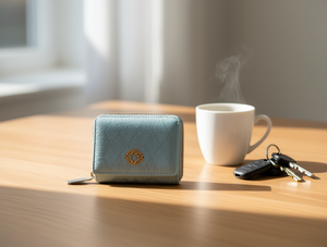 Portafoglio da donna a tre ante con cerniera, piccolo, in microfibra, in pelle sintetica, stile minimalista - Product Image 2