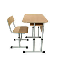 Ensemble Chaise et Bureau Étudiant Réglable en Hauteur, Mobilier de Classe en Bois MDF Durable pour Collège et Lycée, Bureau en Bois Robuste