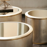 Ensemble de tables basses gigognes en aluminium finition or/argent, hauteur réglable, élégant mobilier d'appoint pour la maison