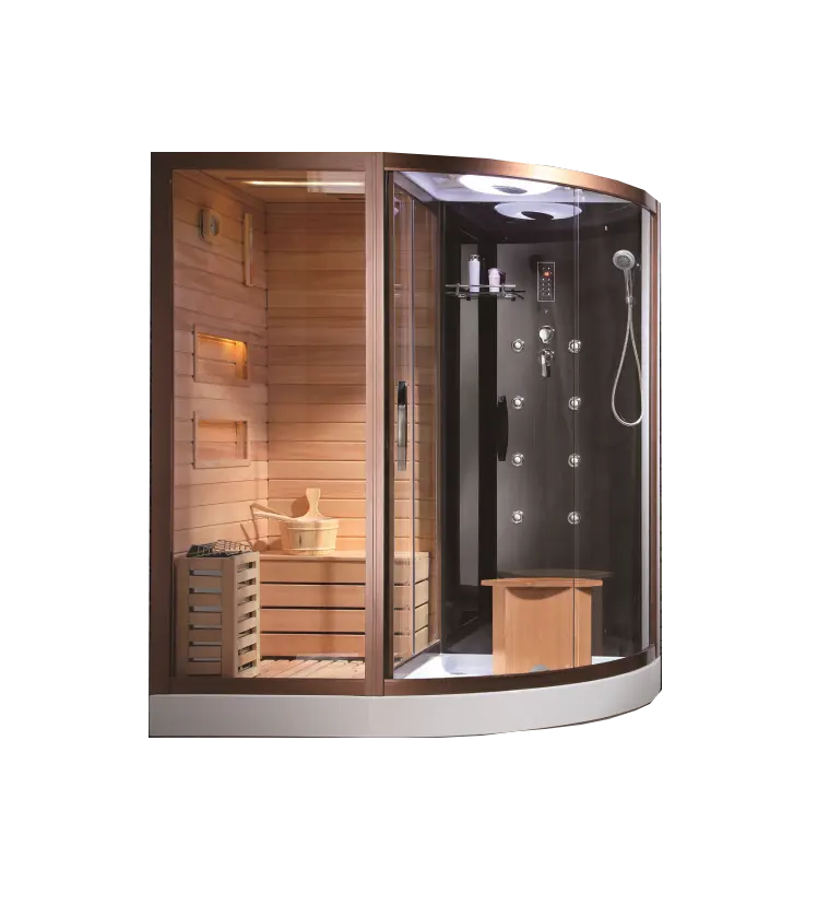 Luxe Indoor Traditionele Sauna Droge En Natte Stoomdoucheruimte Gecombineerd