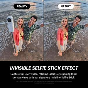 Insta360-Cámara de acción de 360 °, resistente al agua, 8K, Blanco satinado, luz baja, efecto de palo de selfie invisible, lente resistente y reemplazable - Product Image 6