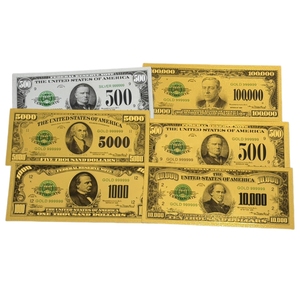 6 Jenis Uang Kertas Amerika 500-100.000 Dolar Berlapis Emas 24k untuk Koleksi - Product Image 2