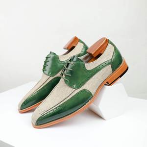 Handmade Custom Men's Business Formal Leather <b>Shoes</b> Multi-color Square Toe Lace-up <b>Height</b> <b>Increasing</b> Breathable Anti-Slip - Product Image 3