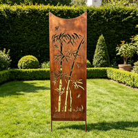 Panneaux de clôture rustiques en fer et bambou à motif de feuilles, thème nature, pour l'extérieur, décoration de pelouse, vente en gros