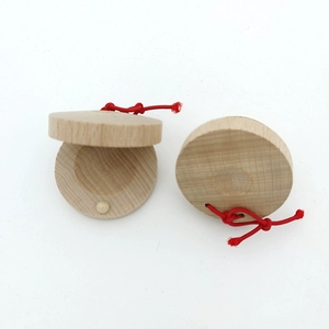 Castagnette Ronde en Bois Massif Naturel pour Vente en Gros, Instrument de Percussion Orff, Jouet Éducatif pour le Développement Précoce des Compétences Motoriennes et la Rhythmique - Product Image 1