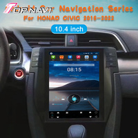 Radio Mobil Layar Sentuh Android 13 Topnavi Wireless Carplay DSP 4G 10.4'' untuk Honda Civic 2016 - 2023, GPS Audio Stereo Mobil