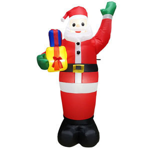 Père Noël et pingouin gonflables avec cadeau en traîneau tiré par 2 lumières de renne décoration de fête pour la cour extérieure de jardin de maison - Product Image 3