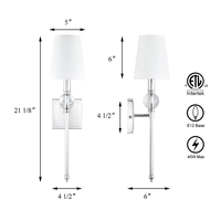 Apliques de pared de dormitorio de fondo de sala de estar de decoración OEM, juegos de 2 lámparas de pared Led, luces de pared de tela Interior para el hogar
