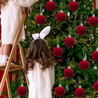 Boules de Noël en plastique velours de haute qualité, résistantes aux intempéries, faites à la main, en vrac, décorations festives pour la maison et le bureau