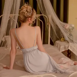 ชุดนอนเซ็กซี่ลูกไม้ซีทรูสำหรับผู้หญิง ชุดนอนยาวระบายพลิ้วพร้อมเสื้อคลุมตาข่าย ชุดเสื้อผ้าสำหรับใส่บ้าน - Product Image 3