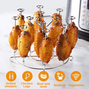 Support de broche pour friteuse à air en acier inoxydable 304, support <span class=keywords><strong>vertical</strong></span> pour barbecue, rôtissoire à viande, support pour aliments, accessoires de cuisine - Product Image 4