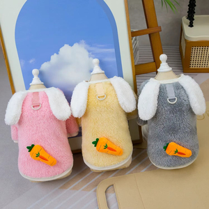 Pakaian wol hangat untuk musim gugur dan musim dingin, pakaian anjing lucu gambar kelinci dengan desain telinga kelinci dan pakaian hewan peliharaan - Product Image 2